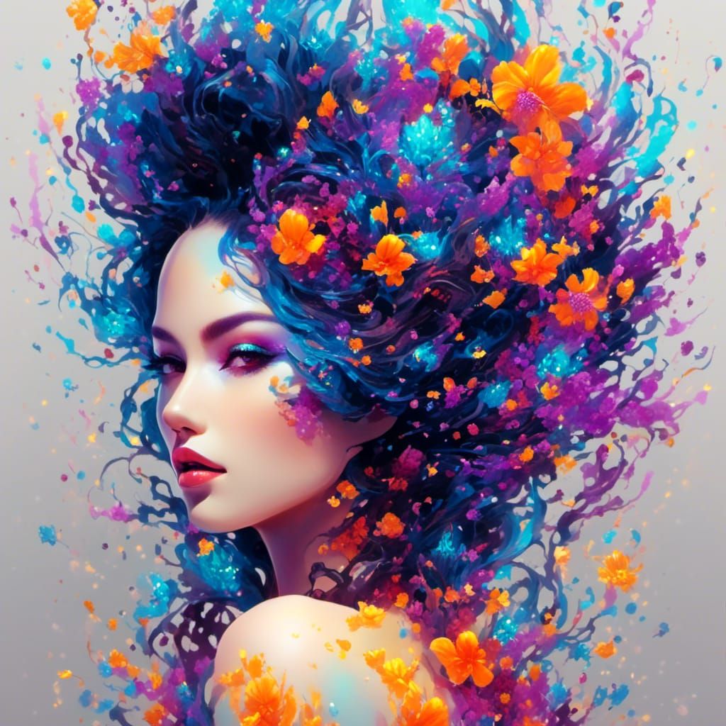 Nebula Mermaid in Neon Negative Light