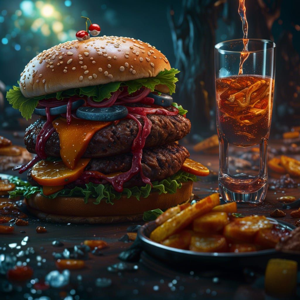Hamburger Enjoys Vodka: Fantastical Digital Art