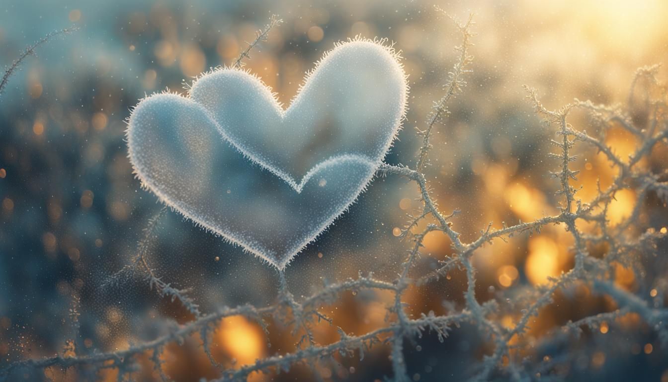 Frosty Windshield with Heart in Digital Painting Style