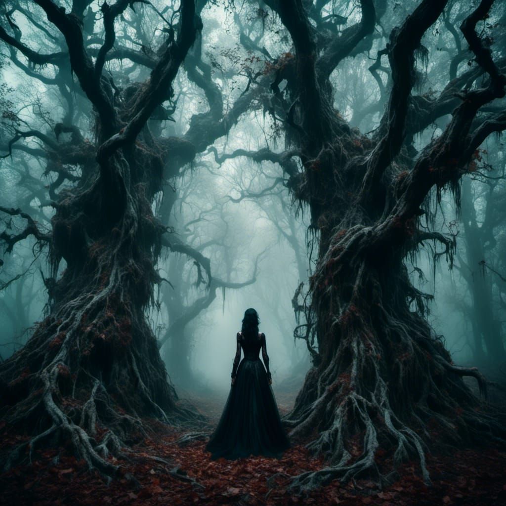 Ethereal Tree of Ghosts in Dark Fantasy Style