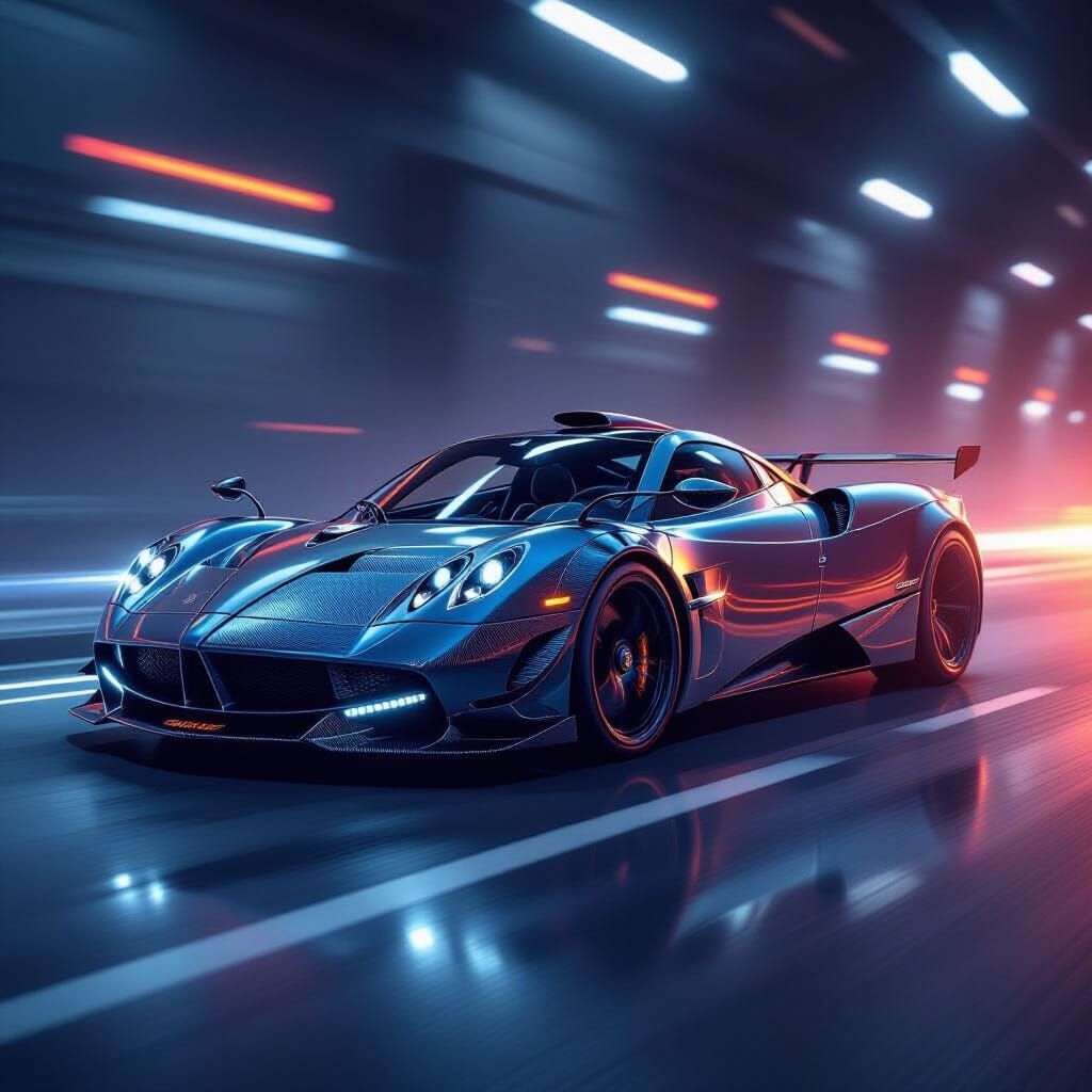 Pagani Huayra in Motion: Hyperrealistic Side Profile
