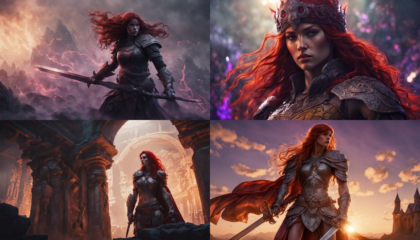 Dark Fantasy Red Sonja Concept Art in Cinematic Style