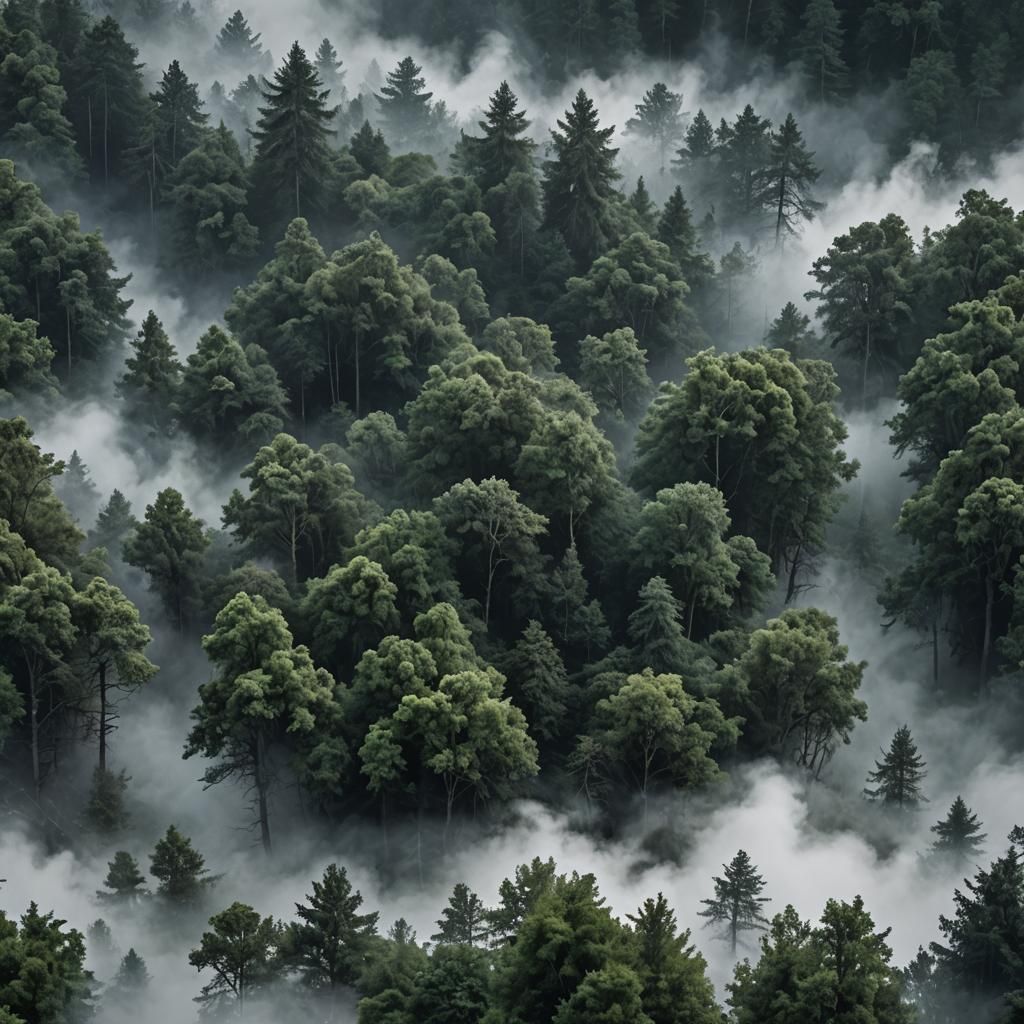 Black Forest Rising from White Mist: Digital Matte Painting
