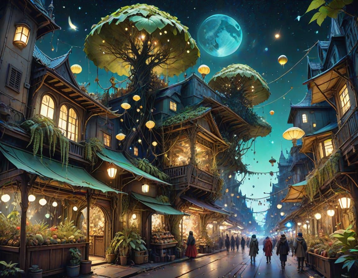 Whimsical Night Market Fantasy