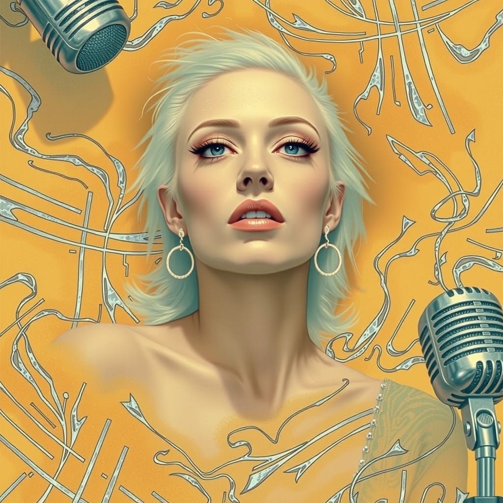 Glam Rock Stardust Portrait in High Contrast