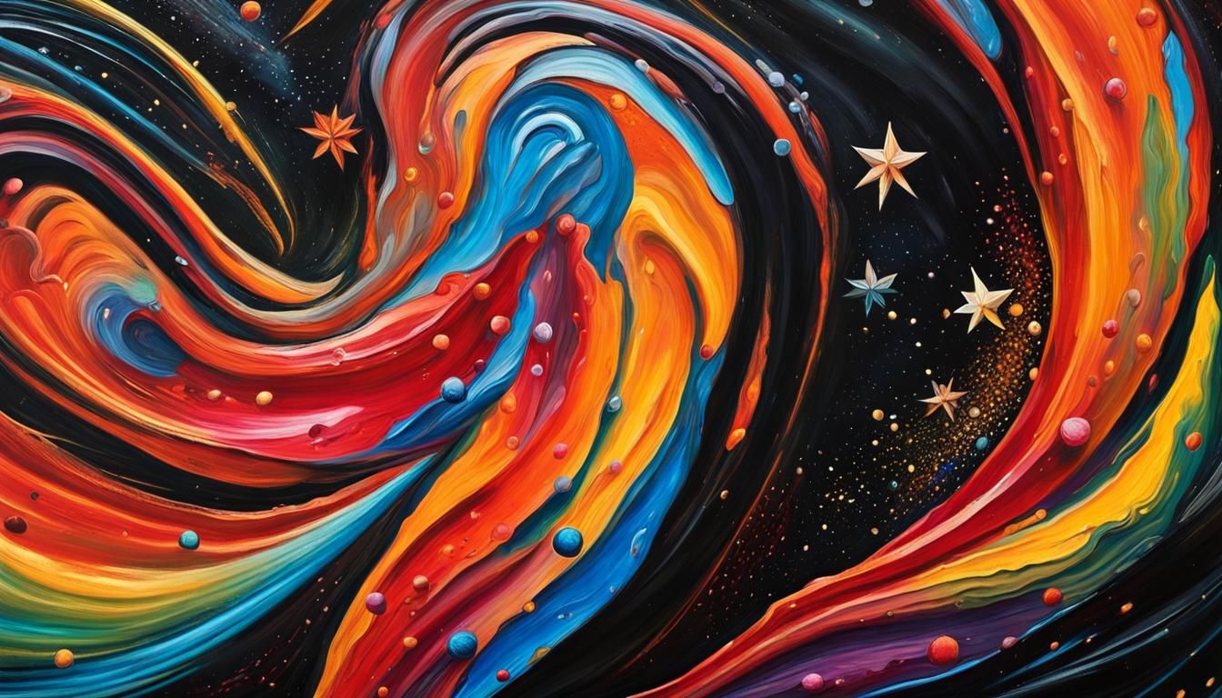 Vivid Impasto Spice Drop Stars in Candyland Swirls