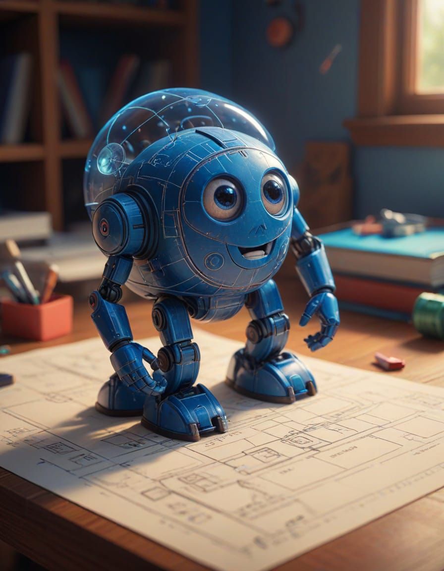 Toy Schematics and Blueprints in Pixar 3D Style