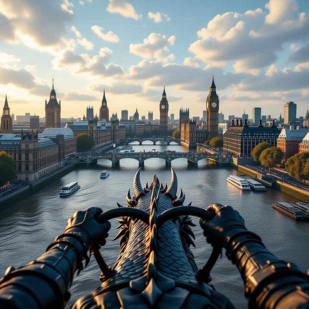 Dragon Rider's View Over London