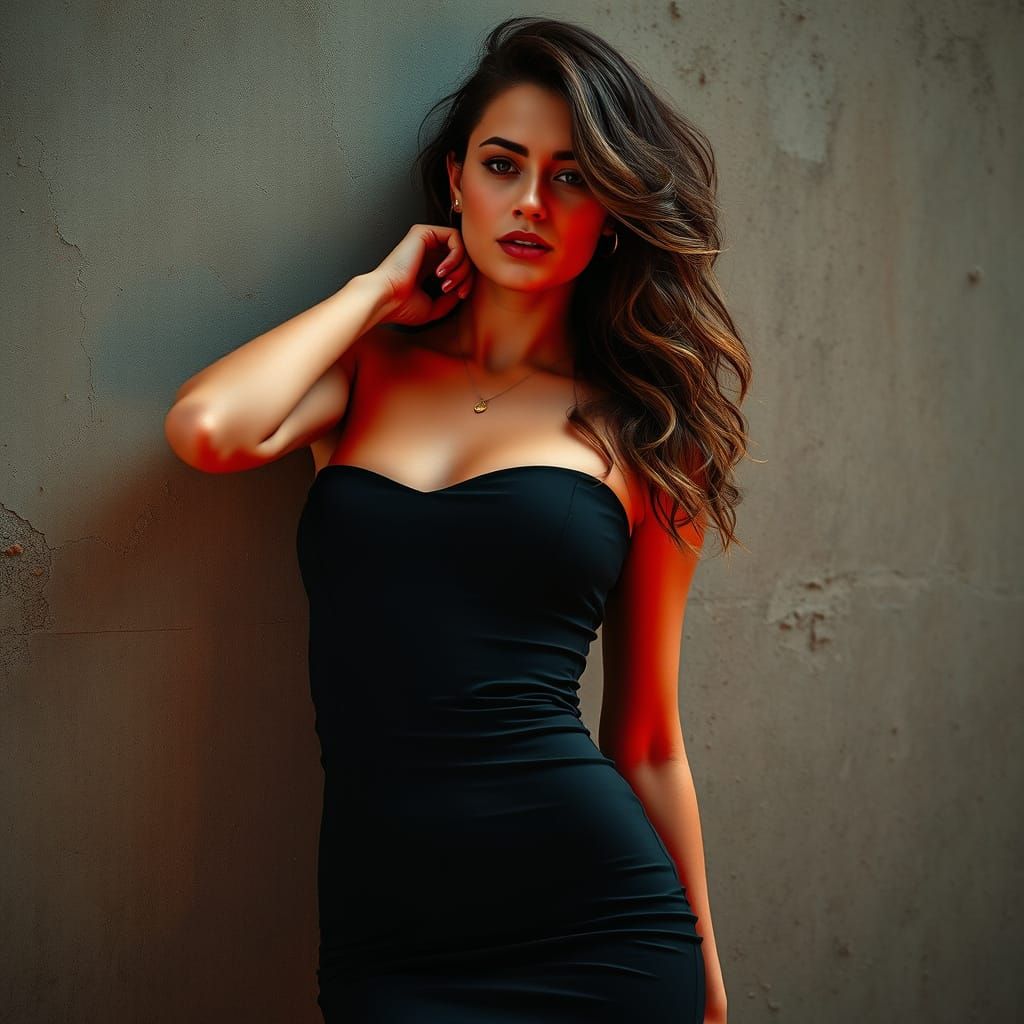 Elegance in Neon Dreams, Allegorical Pin-Up Art