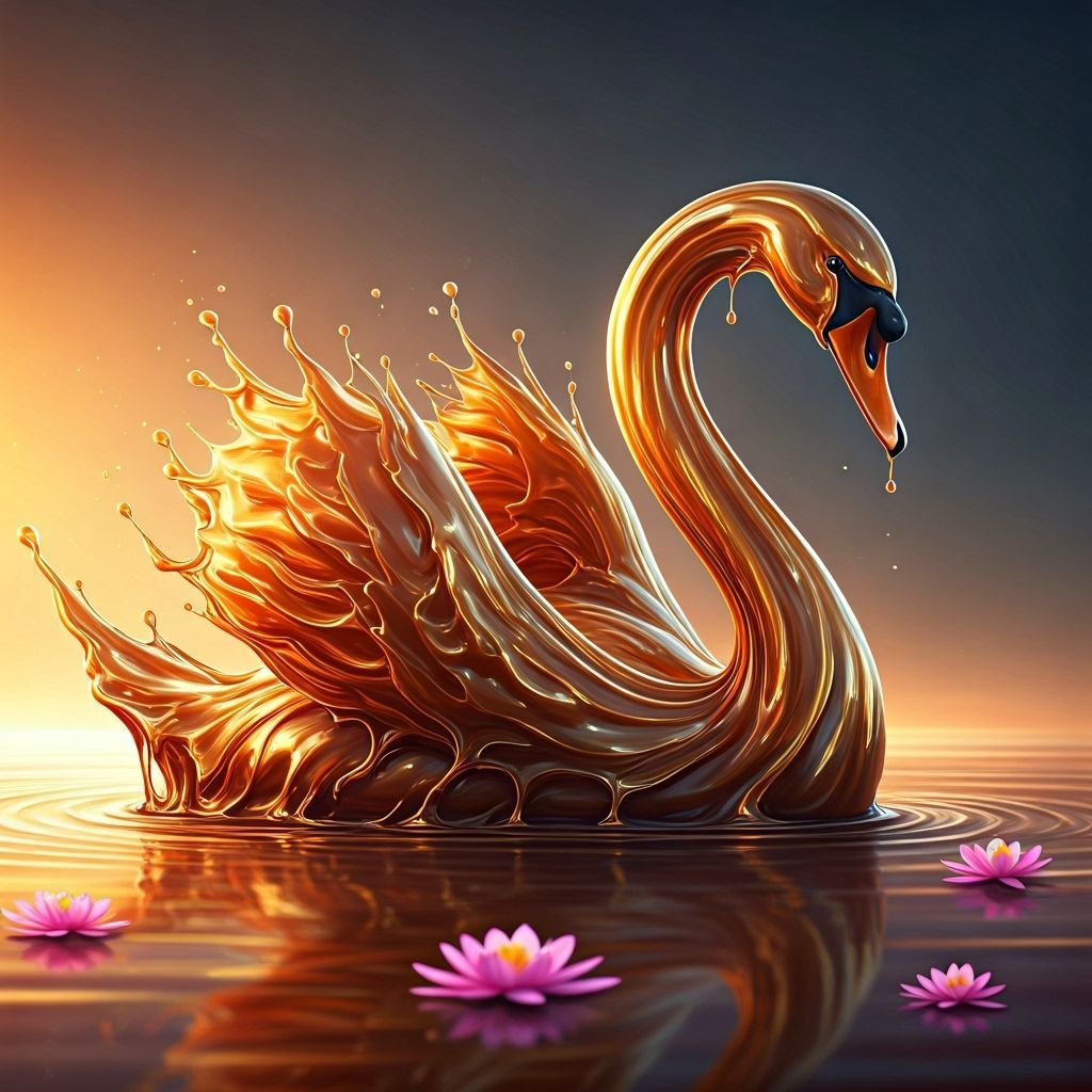 Golden Maple Syrup Swan on Fruit Nectar Pond