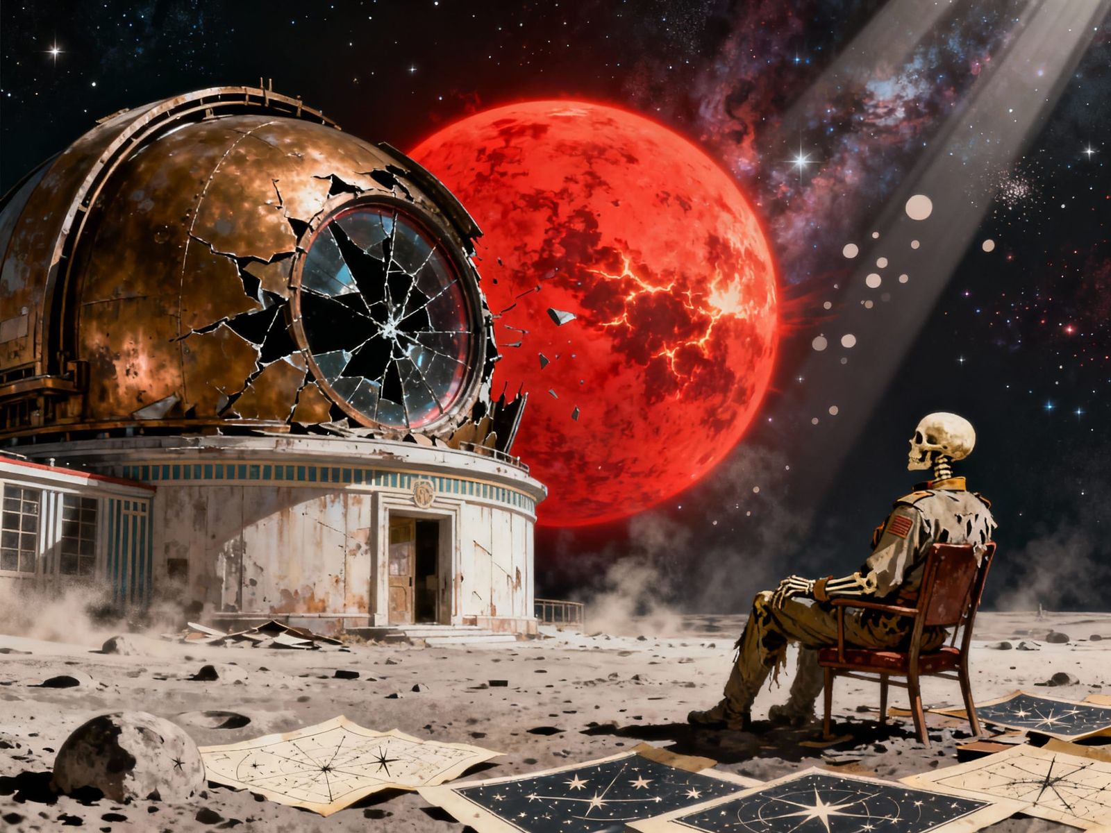 Abandoned Art Deco Observatory on a Desolate Moon