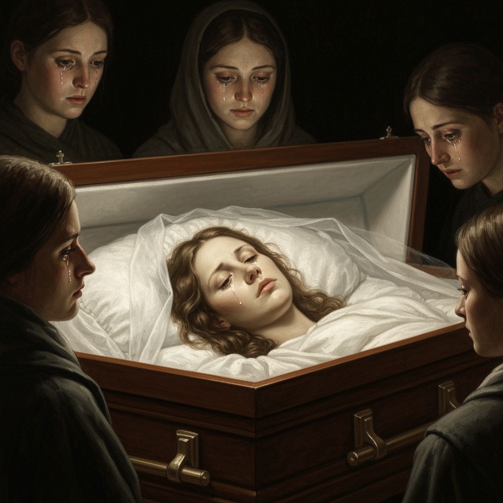 Mourning Family Gathers Around Deceased Woman