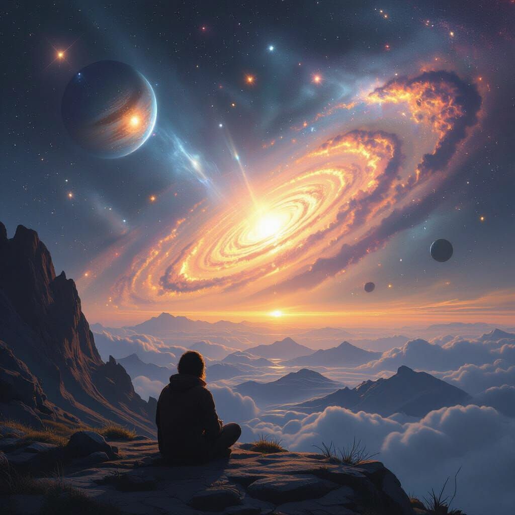 Spectacular Universe View with Black Hole and Galaxies