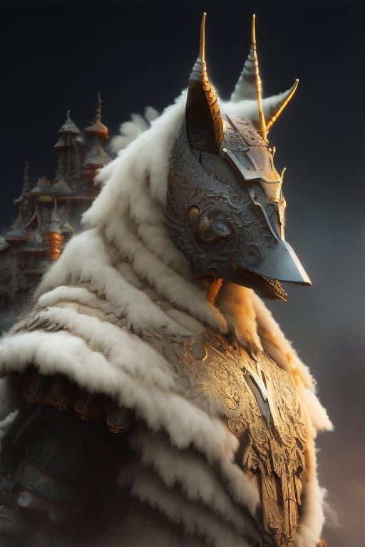 Wolf Knight in Black Diamond Armor, Dark Fantasy Art