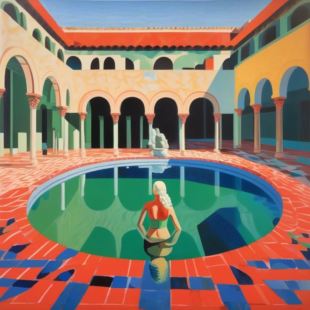 Daenerys in Museum Pool: Cubist Oil Painting