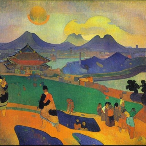 Seoul in Post-Impressionist Style