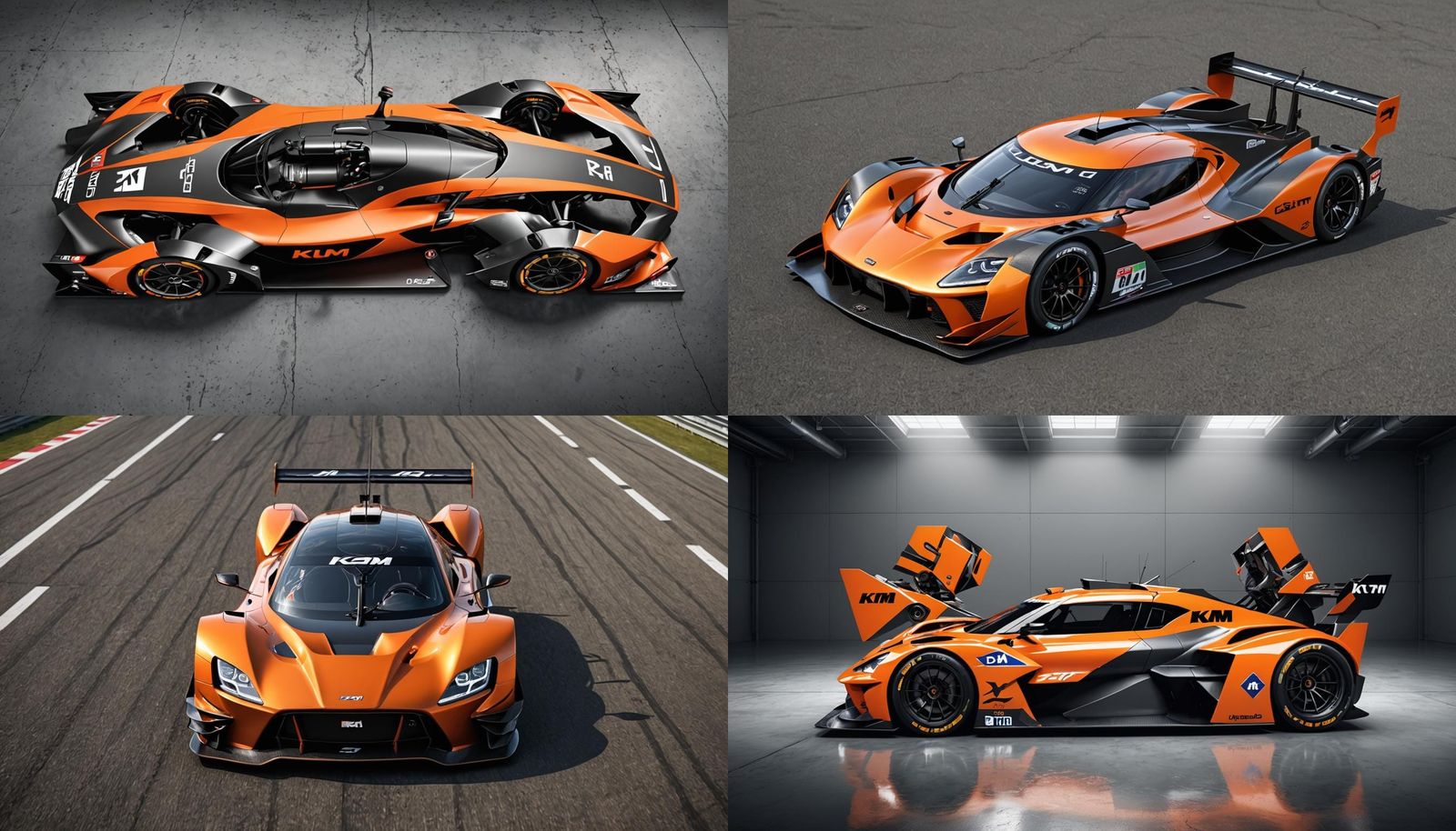 Futuristic Orange Carbon Fiber Race Car in Studio