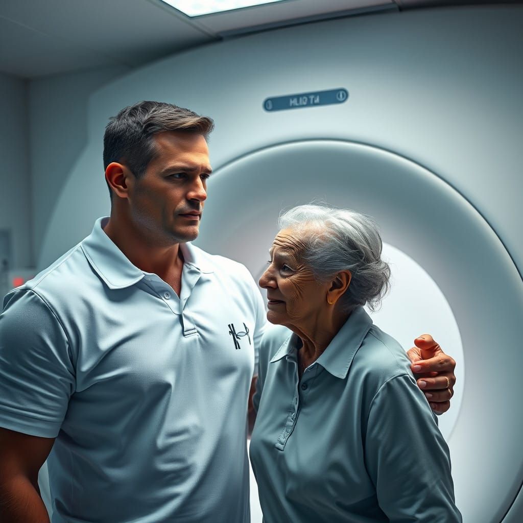 Powerful Radiographer Assists Frail Elderly Woman in MRl Sca...