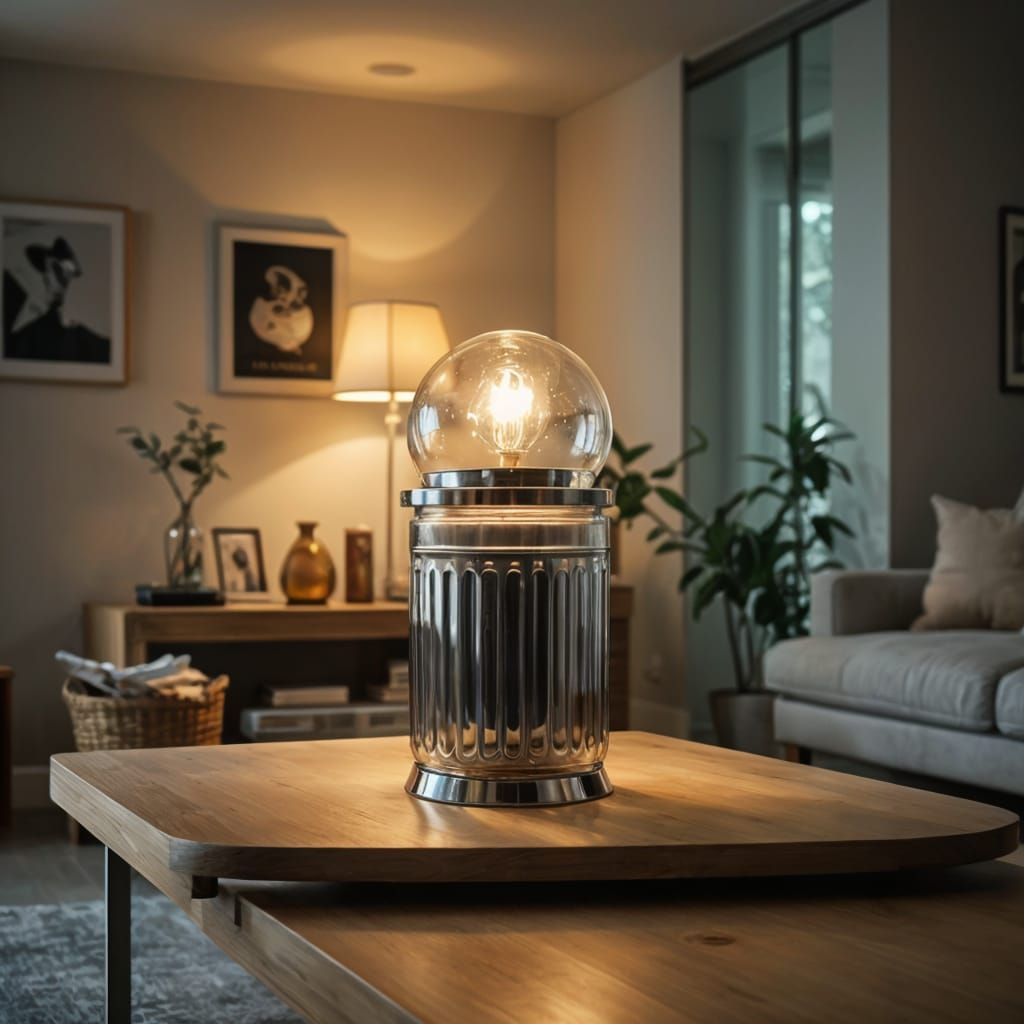 Novelty Glass Trash Can Lamp
