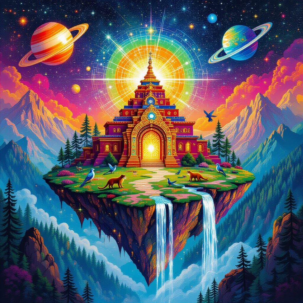 Psychedelic Pueblo Village on Floating Island