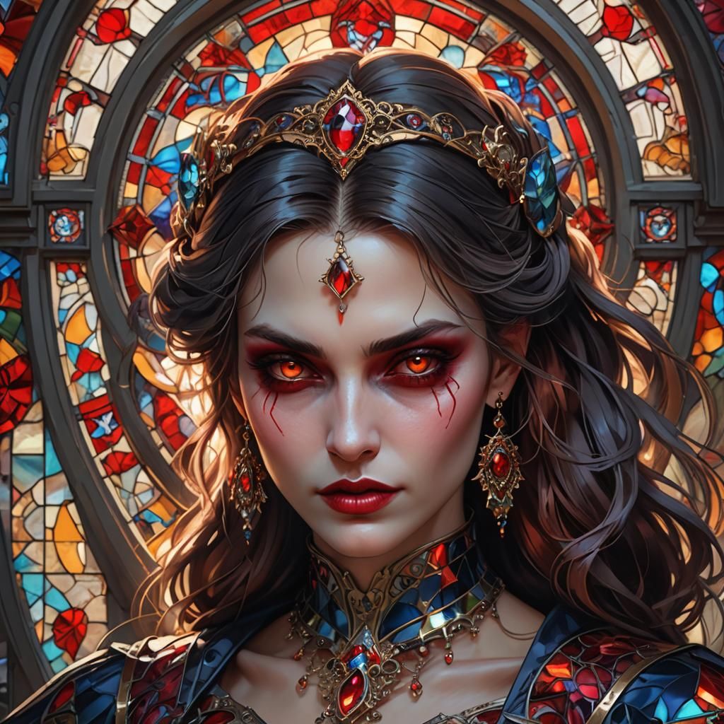 Beautiful Vampire Woman Portrait in Hyperrealistic Style