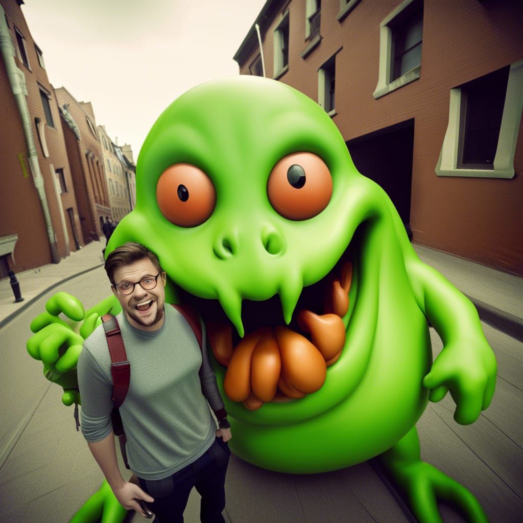 Psychedelic Selfie with Casper and Slimer in Hell