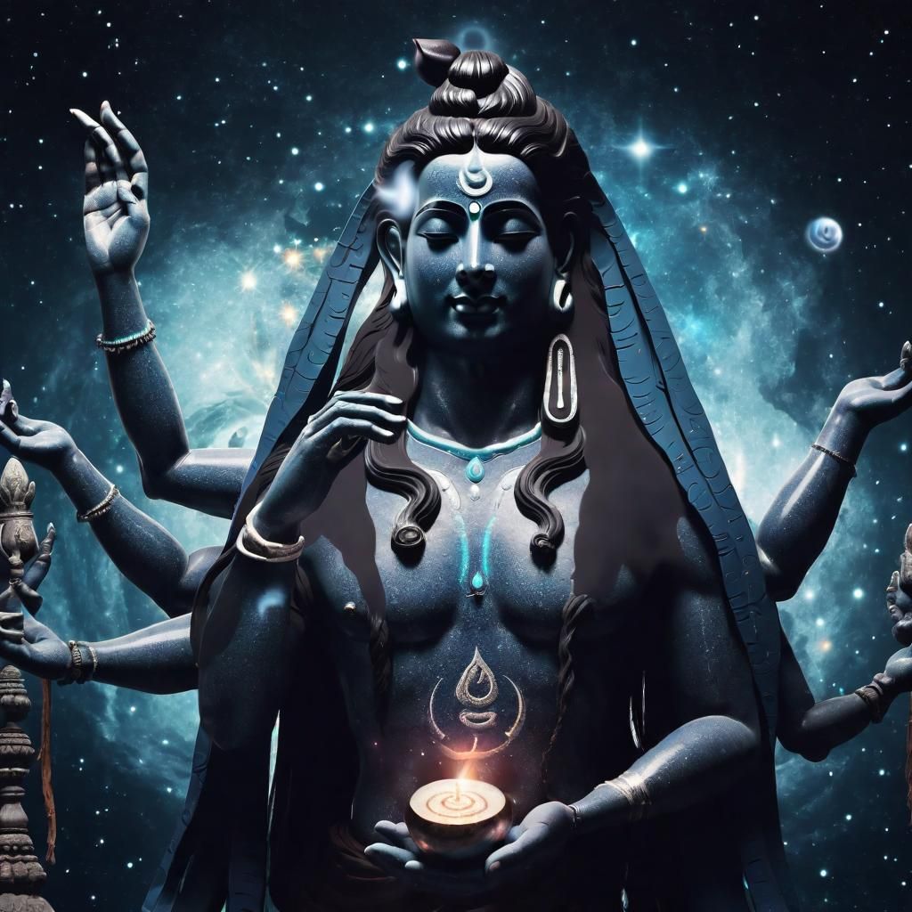 Mystical Shiva with Astral Symbols and Universe