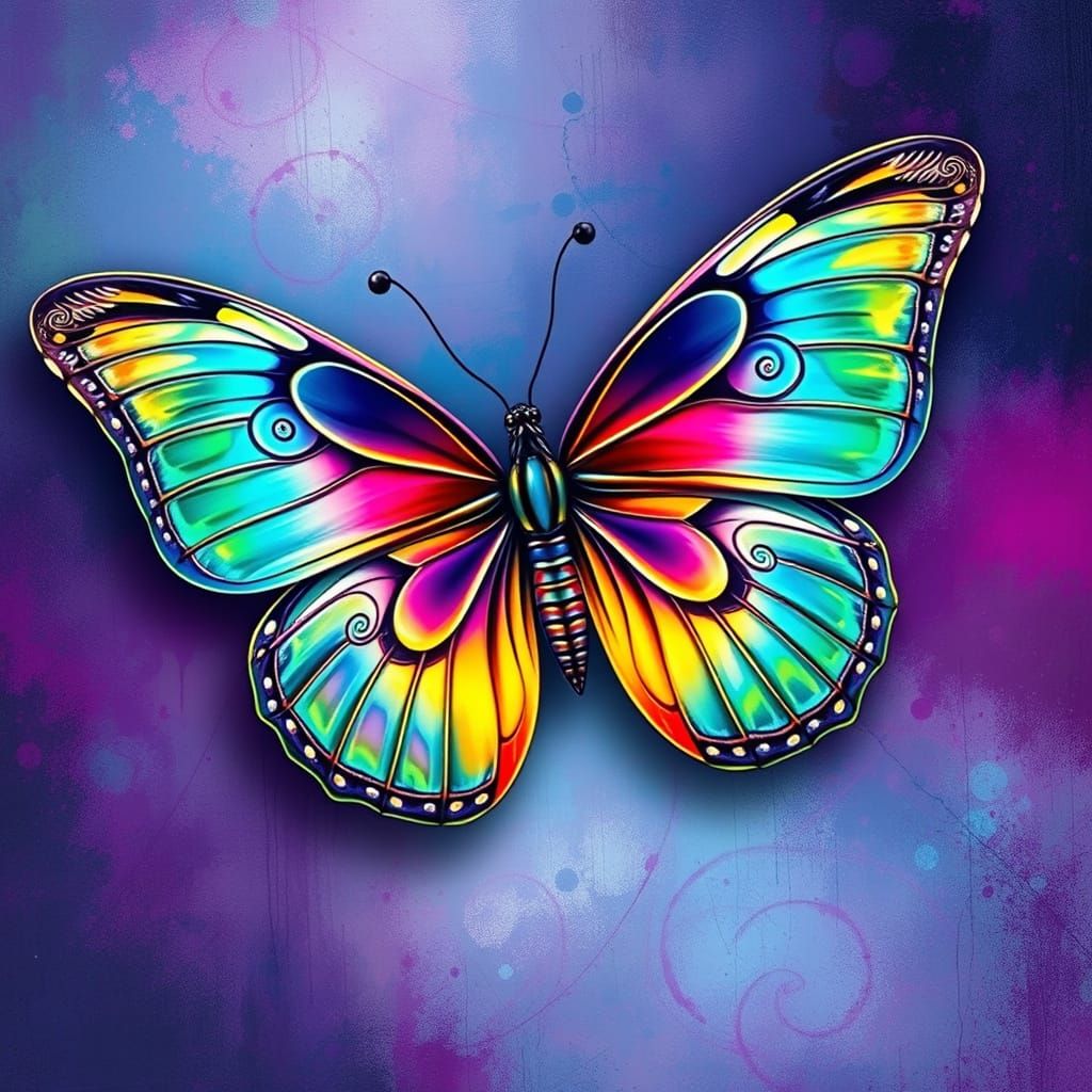 Surreal Iridescent Butterfly in Dreamy, Ethereal Hues