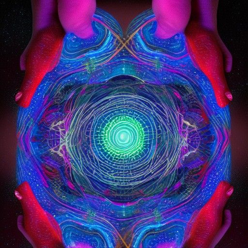 Holographic Astral Hands in Cosmic Illustration