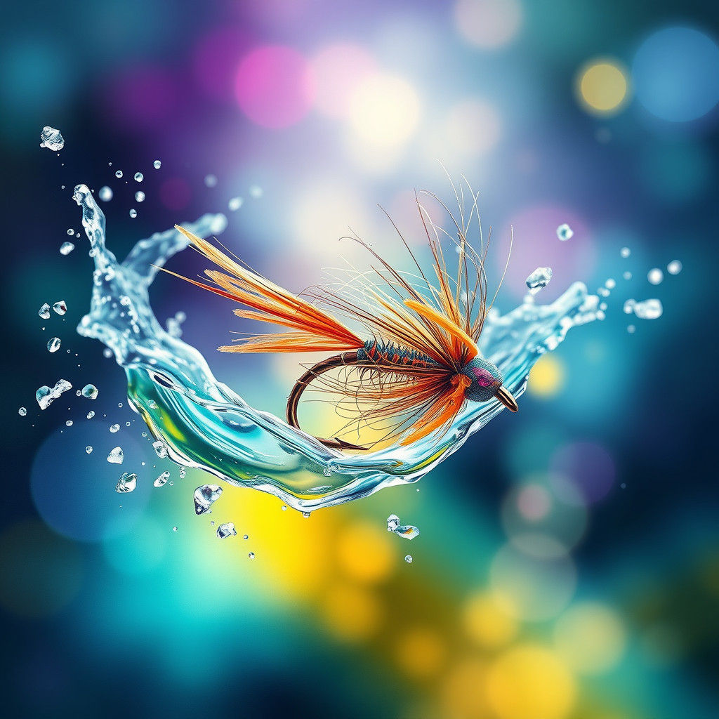 Majestic Fly Fishing Lure Watercolor Illustration