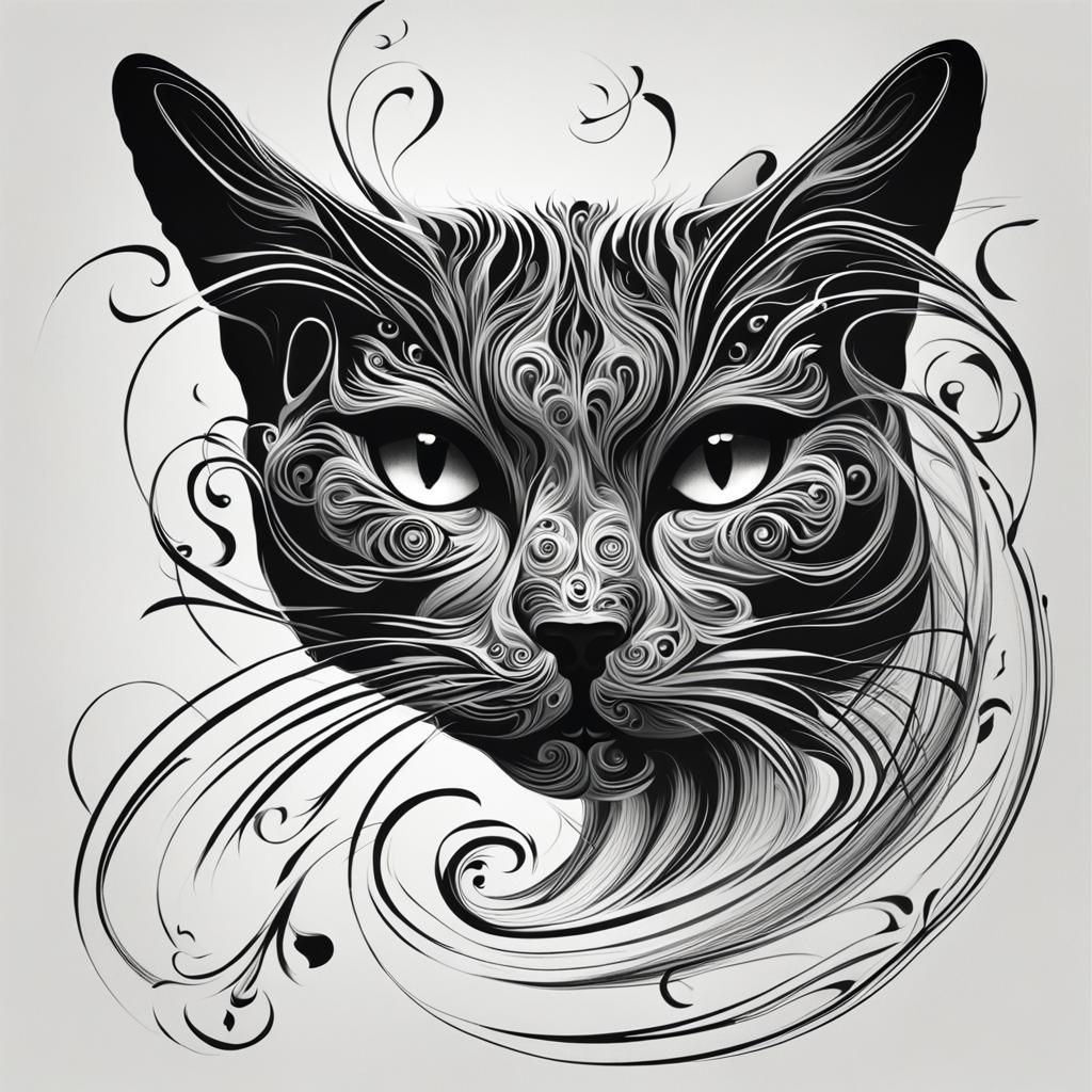 Elegant Smoke Cat in Neon Colors