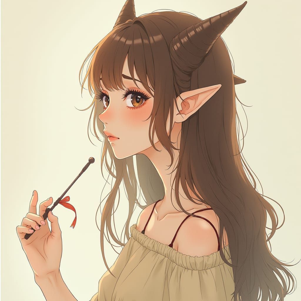 Emo Girl with Elf Features in Pastel Colors