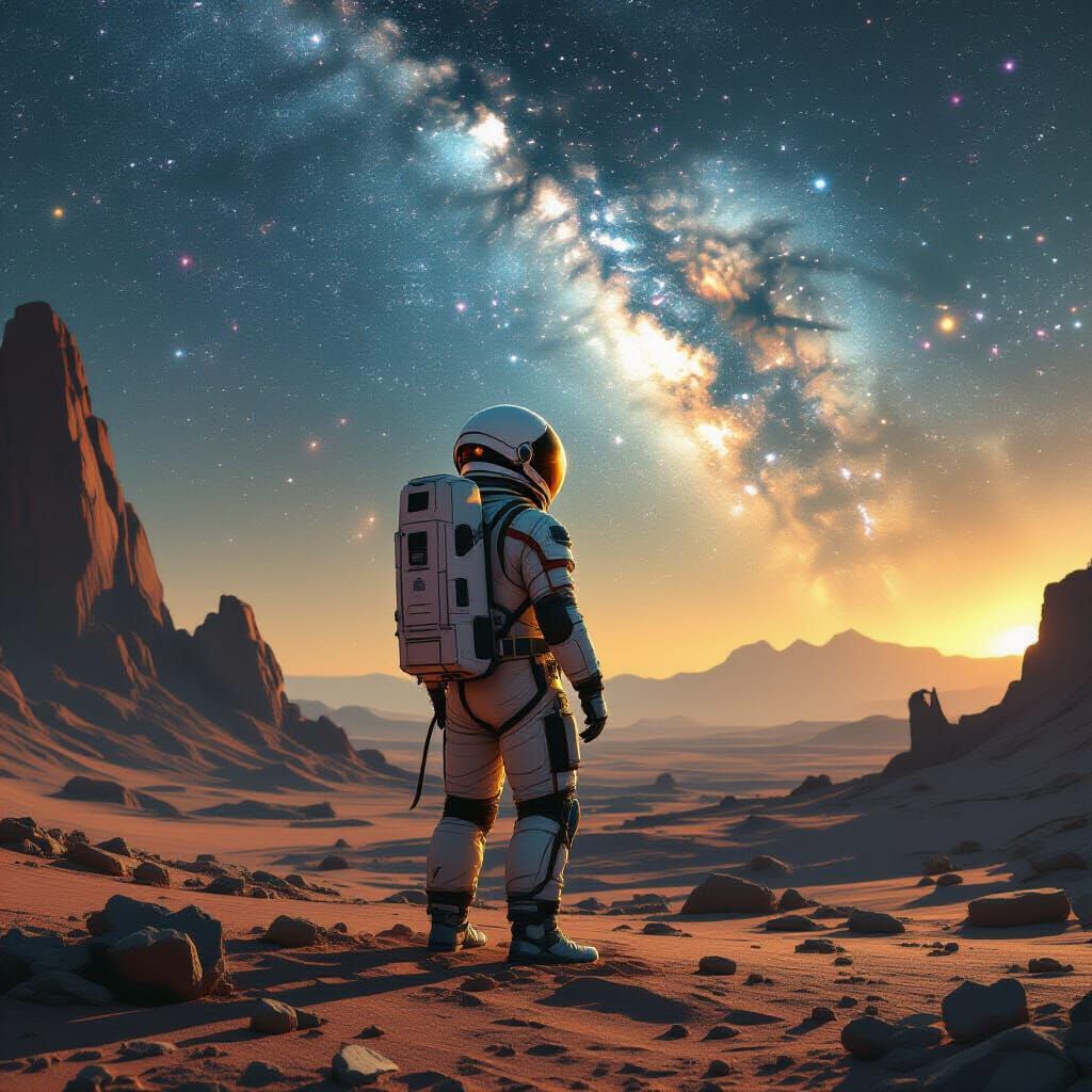 Astronaut on Alien Planet in Baroque Noir Style