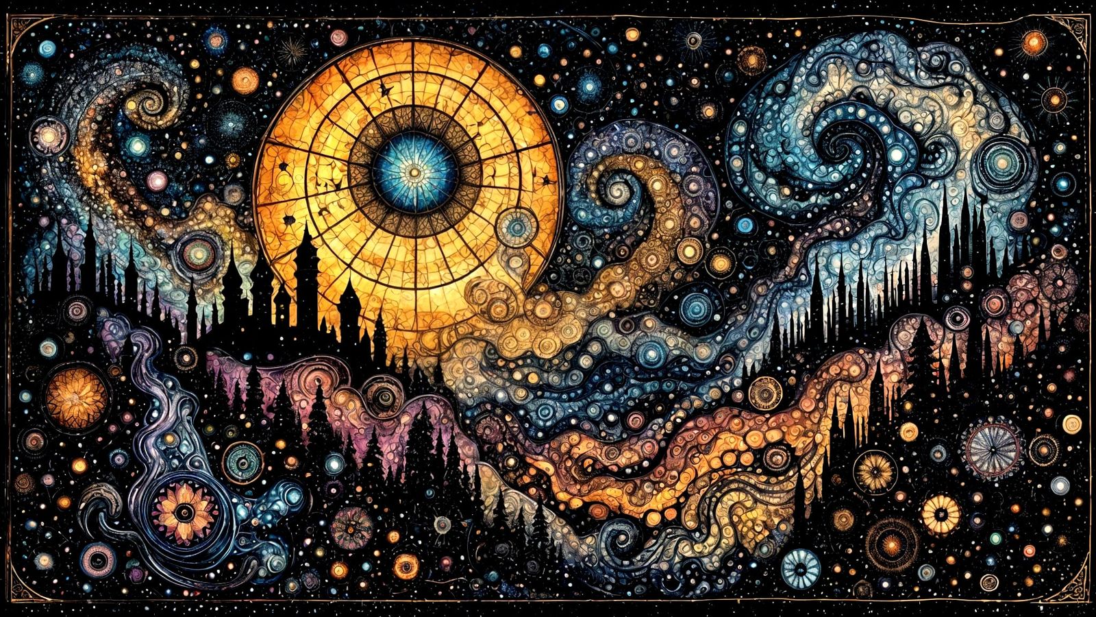 Backlit Psychedelic Alcohol Ink Fantasy Illustration