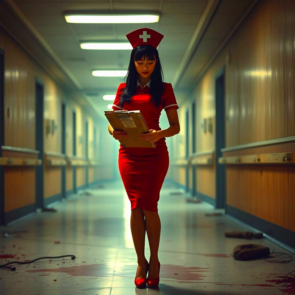 Elegant Nurse in Abandoned Hospital