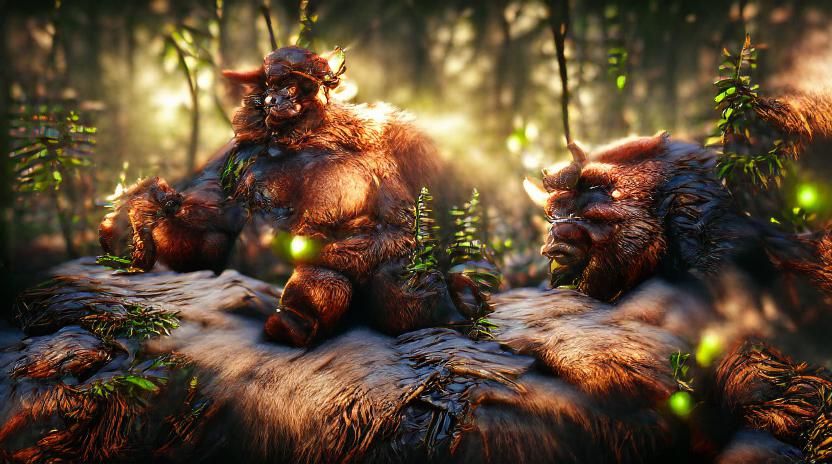 Detailed Bugbear Painting with Volumetric Lighting