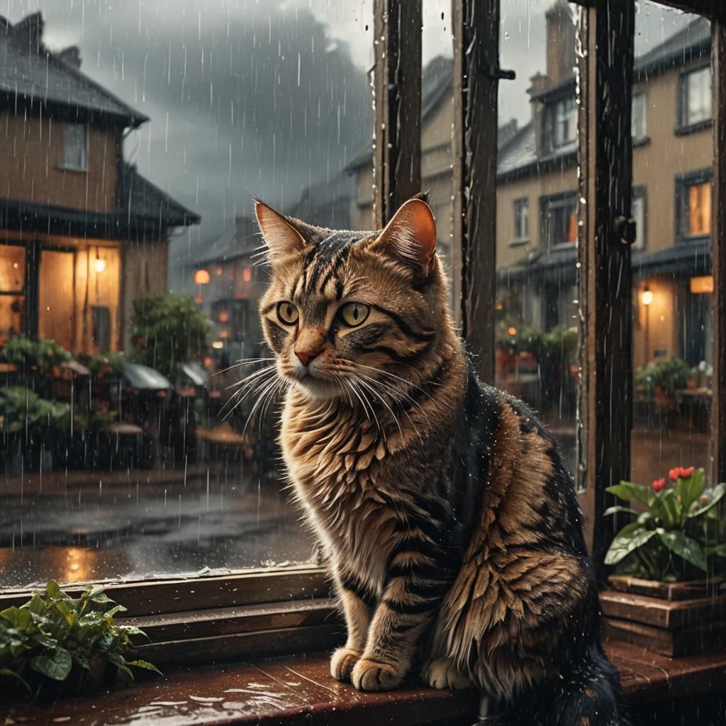 Pleading Cat Seeks Warmth: A Digital Matte Painting
