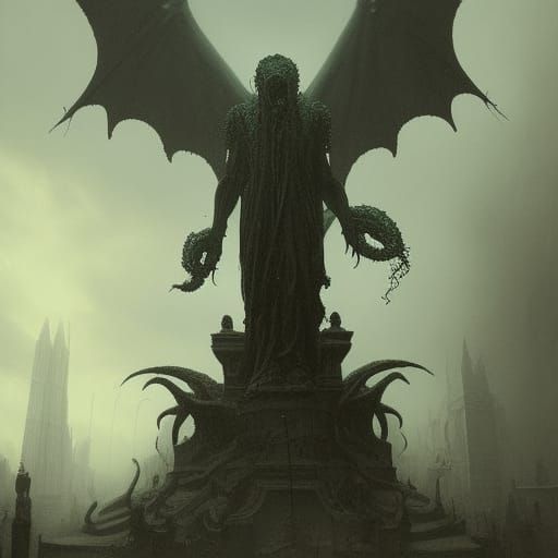 Cthulhu Stone Statue in Eldritch City