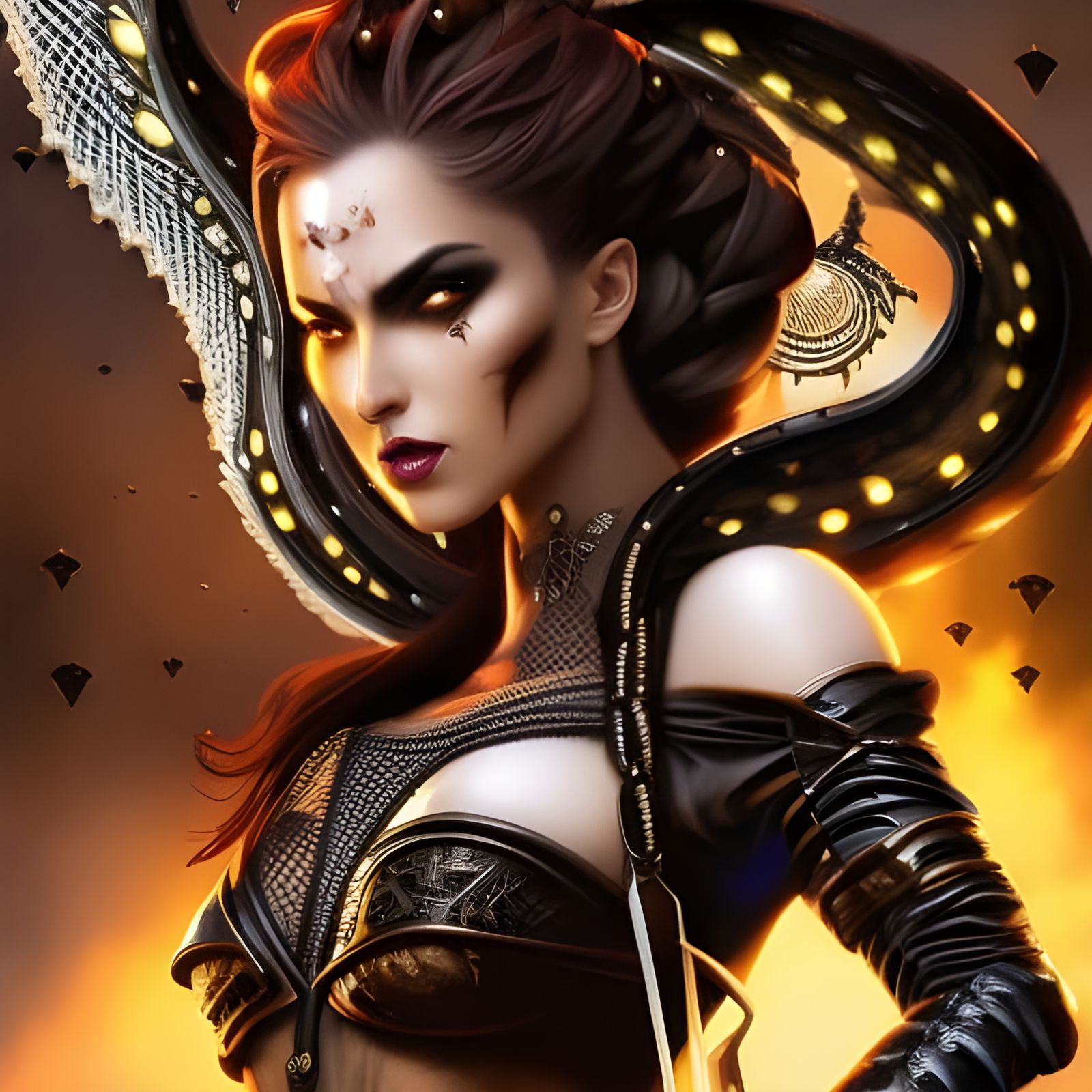 Biohazard Woman Portrait in Stylized Fantasy Art