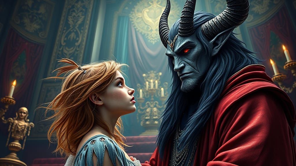 Maiden Meets Majestic Demon in Dark Fantasy Setting