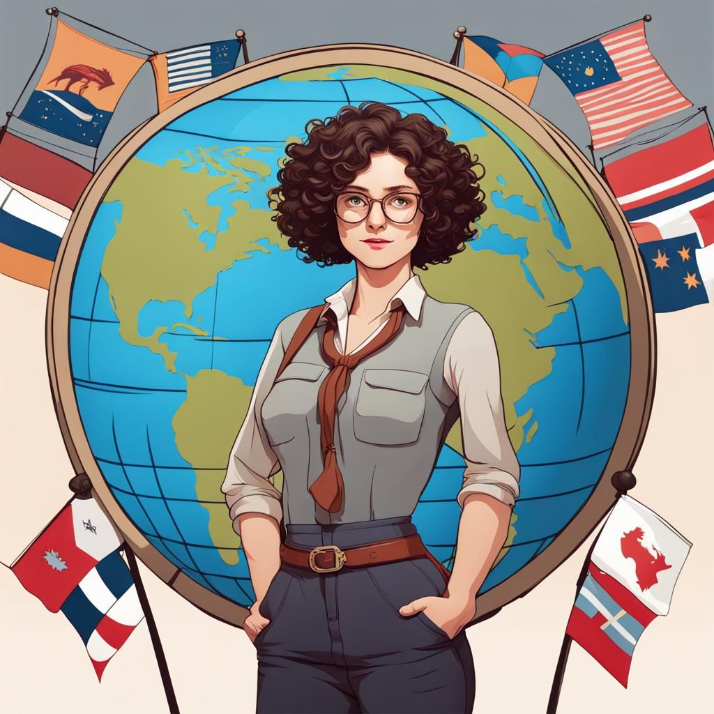 Confident Woman in Librarian Chic Outfit Poses