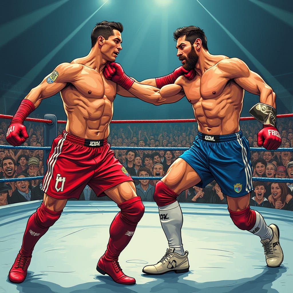 Ronaldo vs. Messi: A Comic Book Wrestling Match