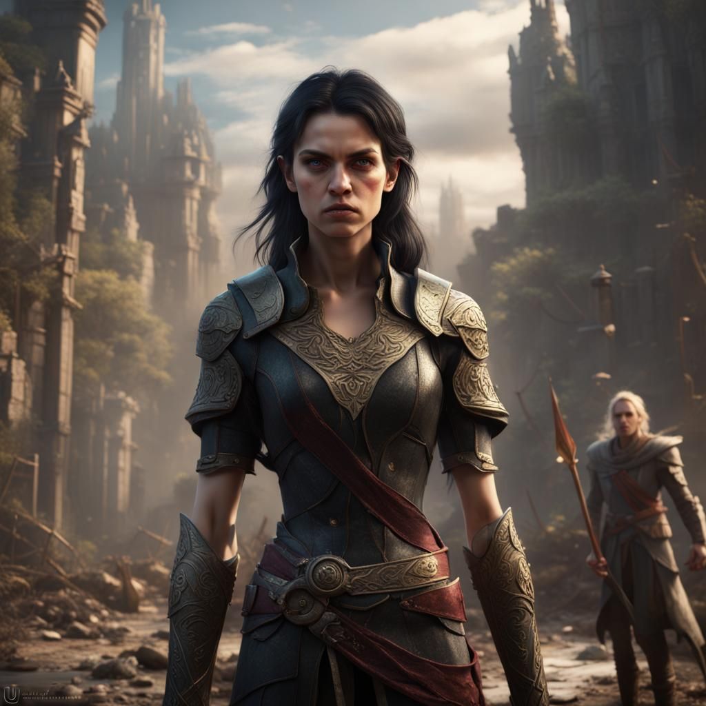 Angry Girl and Blond Boy in Fantasy Art Style