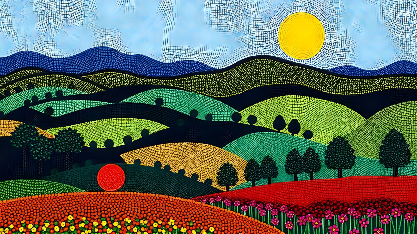 Beaded Pointillist Landscape after Seurat