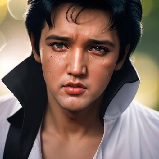 Elvis Presley Crying: Hyperrealistic Portrait