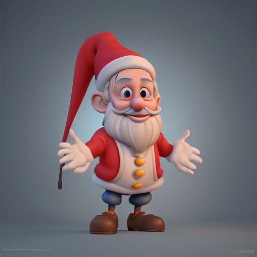 Mickey Mouse as Santa Claus: 3D Digital Art