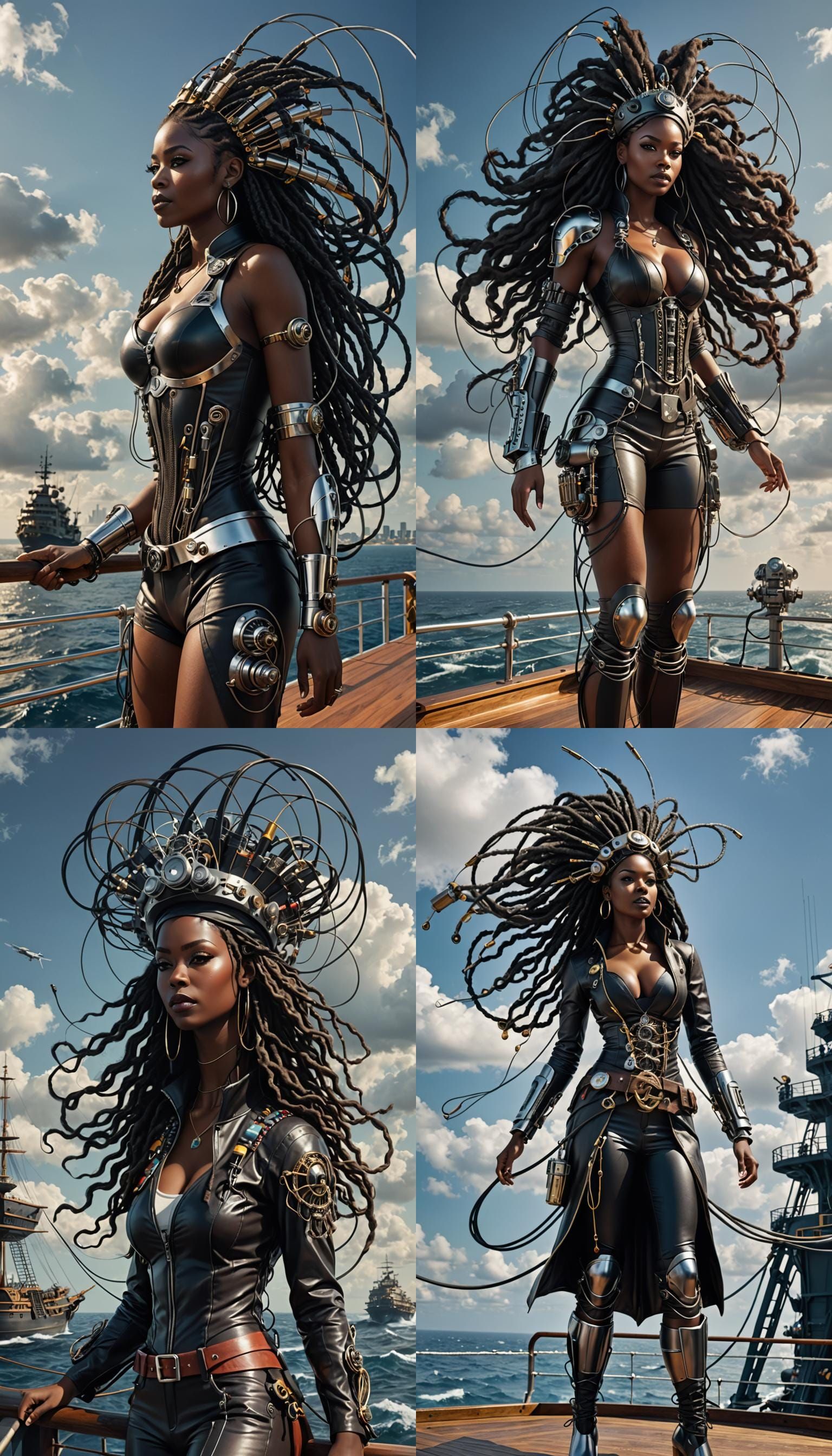 Cyberpunk Woman on Futuristic Pirate Ship