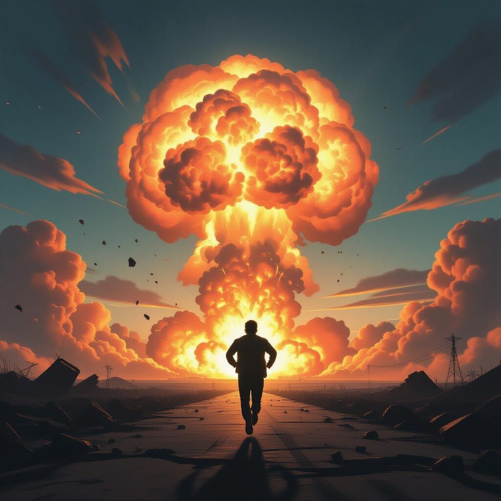 Man Flees Nuclear Blast in Dramatic Concept Art