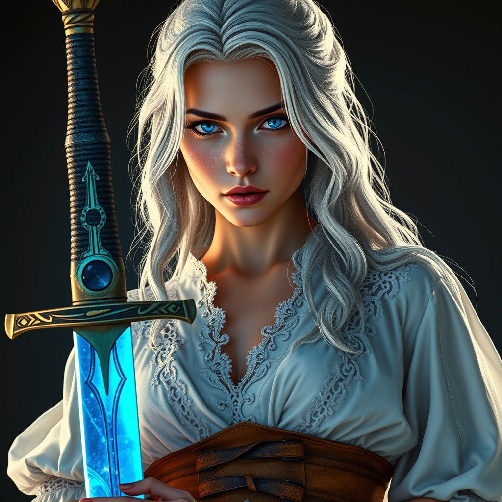 Woman with Sword: Fantasy Matte Painting