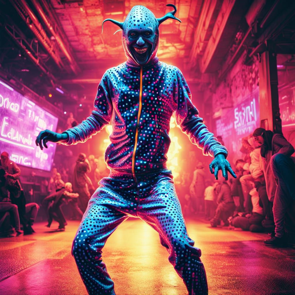 Silly Man Dancing: Digital Surrealism in Neon